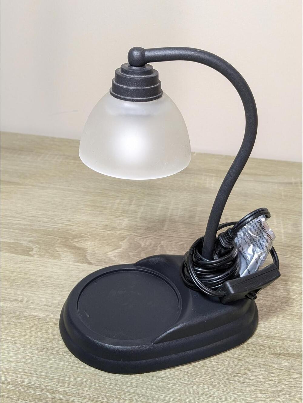 Desk Lamp with Frosted Glass Shade and Black Base
